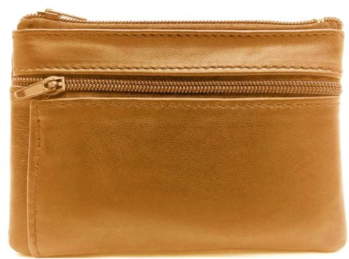 Charmoni - Portefeuille - Porte Monnaie - Multi Poches - en Cuir véritable - pour Homme (Camel)