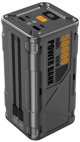 ZYT-DHRUCB 50000mAh Power Bank, 100W Two-Way Super Fast Charging, Portable Charging Station Comes with TYPE-C Cable/4 Fast Charging Ports,Grey