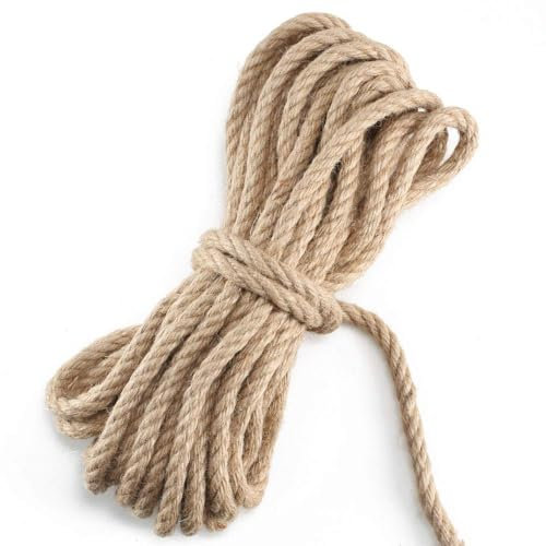 Luabue Cuerda de Yute Gruesa y Resistente Cuerda de Cáñamo 10mm 10 Metros Yute Natural Jardinería Manualidades Embalaje Regalo Decoración Artesanía Floristería
