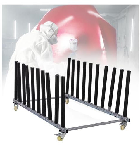 YQCXG Adjustable Automotive Hood Spray Painting Rack, Professional Mobile Paint Drying Stand Cart with Wheels, Repair Shop Auto Body Repair Tools and Equipment, Hold 9 Hoods