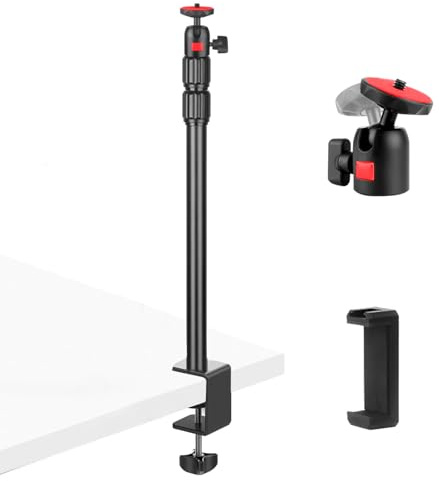 FSWWSF Kamera Tischstativ Lichtstativ Handyhalterung 1/4'' Kugelkopf | Kamera Tischhalterung, Multifunktional Klemmstativ, Verstellbar