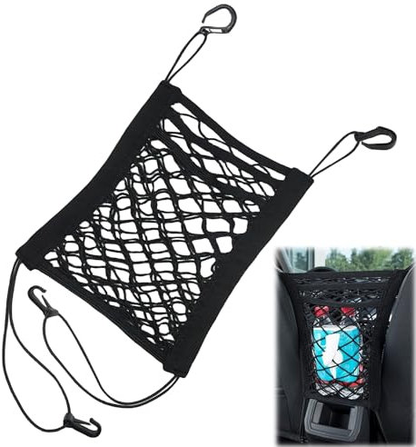 Filet de Rangement pour Siège Arrière Voiture, 3 Couches, Organiseur Élastique avec Poches, Filet de Protection pour Enfants et Animaux, Rangement Pratique et Sécurisé