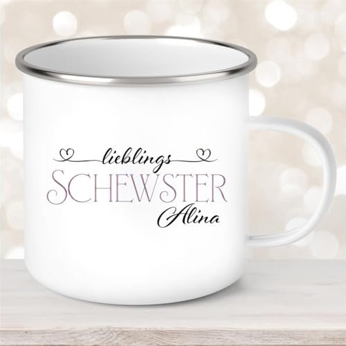 Tasse avec le nom de votre sœur préférée #1 en émail personnalisé