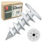 Lot de 100 chevilles d'isolation 50 mm en polyamide, WDVS et polystyrène pour fixation dans l'isolation, plaque de Ø 25 mm, pour vis de 4,5 mm Lun Fix
