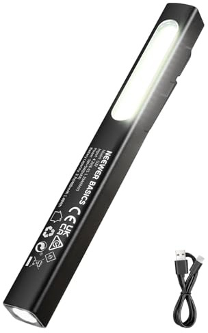 NEEWER BASICS 2 in 1 EDC Flashlight with Side COB Floodlight, 5W 388lm Mini Handheld Pocket LED Pen Flash Light with 400mAh Rechargeable Battery, Magnetic Clip On for Repair Camping Emergency Use, G32