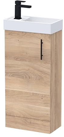 Balterley Floor Standing Vanity Basin 400mm Bleached Oak & Matt Black Handle