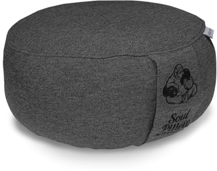 Soul Pillow Meditationskissen, Yoga Sitzkissen 15 cm hoch, Ø30cm mit Dinkelfüllung, Bezug waschbar, Sitzkissen Boden für Meditation und Yogakissen rund, OEKO TEX 100