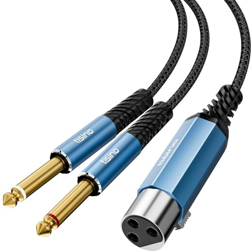 Tisino XLR Female to Dual 1/4 TS Male Jack Y Splitter Cable, 3m | Female XLR to 6.35mm Mono Unbalanced Adapter Cable for Keyboards, Synthesizers, DI Boxes, Mixers