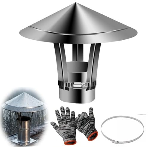 50-300mm Kaminabdeckung, Schornsteinabdeckung in Edelstahl 304, Edelstahl Regenhaube Regenhut Abdeckung für Kaminrohr Ofenrohr(120mm/4.72in)