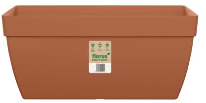 FLORUS Paris Terrace Trough 60cm Pot de Fleur - Terre Cuite | L 29 x W 59 x H 26 cm | Plastique 100% recyclé