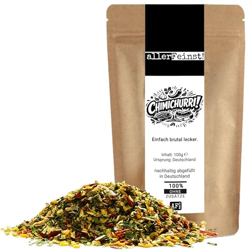 allerFeinst! Chimichurri Gewürz | nach argentinischer Art | aromatische Gewürzzubereitung für Steak, Grillgemüse, Marinaden, Dips, Kräuterbutter und BBQ, 1er Pack (1 x 100g)
