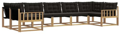 vidaXL Outdoor-Sofagarnitur mit Kissen 7 pcs Weiß und Schwarz, Elegantes Garten-Sofa, modernes Outdoor-Sofa, robuste Lounge-Möbel für gemütliche Treffen
