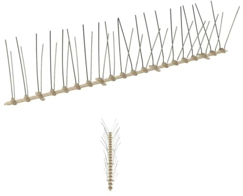 Kaloriko 20-tlg Vogelabwehr Spikes Set 10 m Kunststoff Edelstahl 4-reihig für Garten Haus Balkon Terrasse humane Schädlingsbekämpfung Marderschreck Katzenschreck Taubenschreck