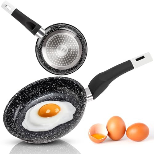 EliteHoff Pfanne Induktion, Bratpfanne mit Antihaftbeschichtung, Geeignet für alle Herdarten, Granit Beschichtete, Induktionspfanne Aluminium, Schwarz (18 cm)