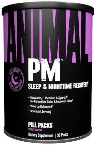 Animal PM - Sleep Aid for Adults Non-Habit Forming Relaxation Enhancer and Mood Support with Melatonin, L-Theanine, Zylaria, Zinc, Magnesium, Vitamin B6, GABA + AKG Anabolic Stack Supply, 30 Count