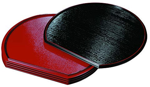 Half Moon Japan Lacquer Ware Tray 11.8 inch (30cm) 5 Pieces Non-Slip