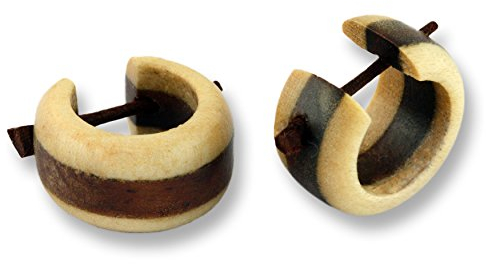 ISLAND PIERCINGS Kleine Ohrringe Creolen Kreolen 2-farbig Holz Handarbeit ER253
