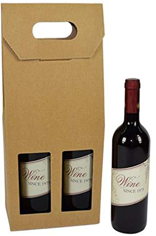 20 scatole Box per 2 Bottiglie Avana Marrone Vino Birra 750 ml Manico Cartone