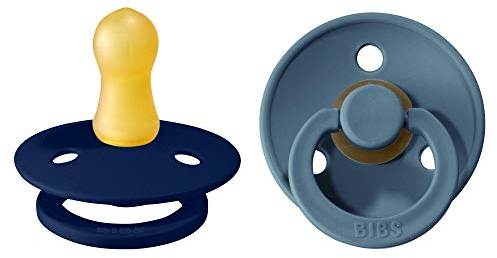 BIBS Colour Schnuller 2er-Pack, BPA-frei, Kirschform Nippel. Naturkautschuk/Latex, Hergestellt in Dänemark. Größe 1 | 0+ Monate | 2-Pack, Deep Space/Petrol