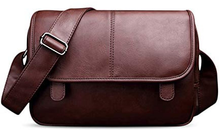 FANDARE Neu Umhängetasche Herren Schultertasche PU Männerhandtasche Laptoptasche Messenger Bag Arbeitstaschen Businesstasche Ordner Arbeit Reise Sport Schulranzen Kuriertasche Collegetasche Braun