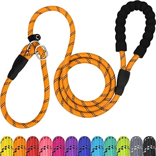 TagME Slip Lead for Dogs,1.8m Reflective Dog Lead with Soft Padded Handle, Slip-On Training Leash for Medium Pet, Orange
