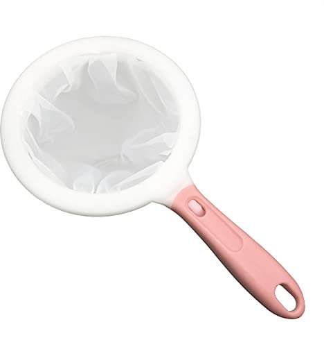 2 in 1 Kitchen Ultra-fine Mesh Filter Nylon Sieve Food Strainer 400 Mesh Filtering Colander Portable Reusable Sifter with Detachable Handle