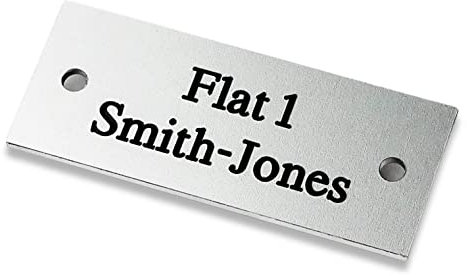 Rectangular satin silver aluminium engraved nameplate, Small 50mm x 20mm. Personalised engraved memorial plaque
