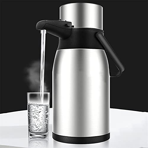 MESURE Distributeur de café Airpot avec Pompe Pichet Thermique à Vide isolé à air d'acier Inoxydable, pichet isolé sous Vide à Double paroi, Grand Distributeur de Thermos de café for café, thé glacé