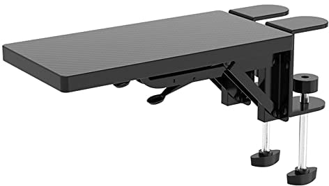 OUGIC Ergonomische Schreibtisch-Verlängerung, 30 x 15 cm, Klemme ohne Perforation, faltbare Tastatur-Schubladenablage, Handgelenkauflage, Computerständer, Schwarz
