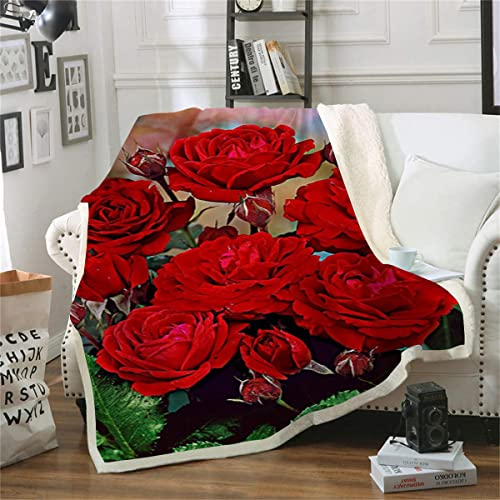 Decke Flower Rose Bedruckte Sofadecke Warme und Bequeme Schlafcouch für alle Jahreszeiten geeignet (130x150cm) 3D-Druckdecke