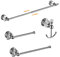 Kristall-Badezimmer-Hardware-Set, Verstellbarer Handtuchhalter, Toilettenpapierhalter, Handtuchhalter, Haken, goldenes Badezimmer-Zubehör-Set, Wandmontage (helles Chrom)