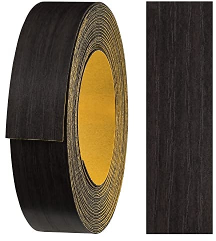 Haggiy Ruban de Chant en Mélamine Autocollant 18 mm x 5 m Pour Meubles - Maintien Sûr Sans Repassage - Placage Pour Étagères/Panneaux en Bois Wengé