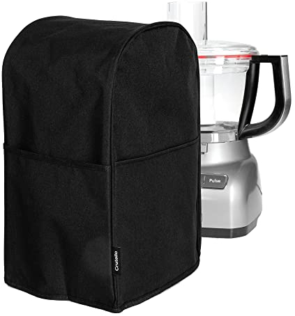 Crutello Food Processor Cover with Storage Pockets for Large Custom 11-14 Cup Processors - Compatible with Ninja Blender - Large Black Food Processor Cover