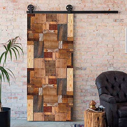 Tür-Wandbild Modern Art Splicing Wood Maserung Effect 3D Door Sticker, Peel And Stick Removable Vinyl Door Decals For Home Decor 77x200cm