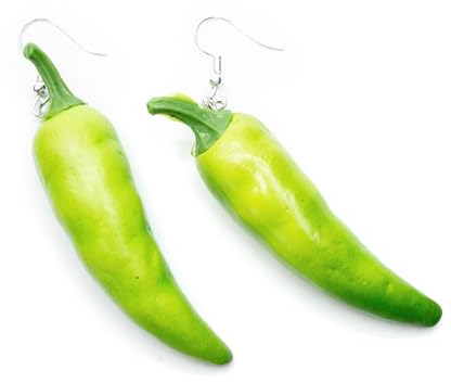 Miniblings Paprika Ohrringe Hänger Kochen Küche Koch Köchin Gemüse Peperoni Pizza grün - Handmade Modeschmuck I Ohrhänger Ohrschmuck versilbert
