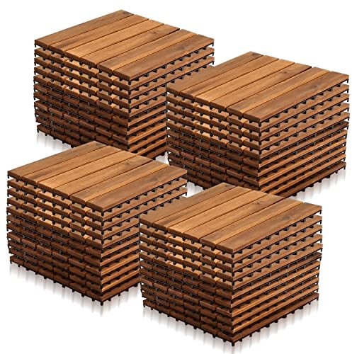 Vigevee Piastrelle Esterno 30 x 30 cm, 44 pezzi Pavimento per Esterno Pavimento Giardino ad Incastro per Patio Terrazza Balcone Piscina 4 m Tagliabile