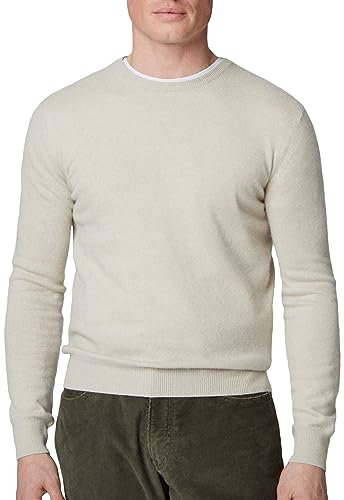 Hackett London Herren Merino Cash Mix Crew Pullover, Beige (Ecru), L