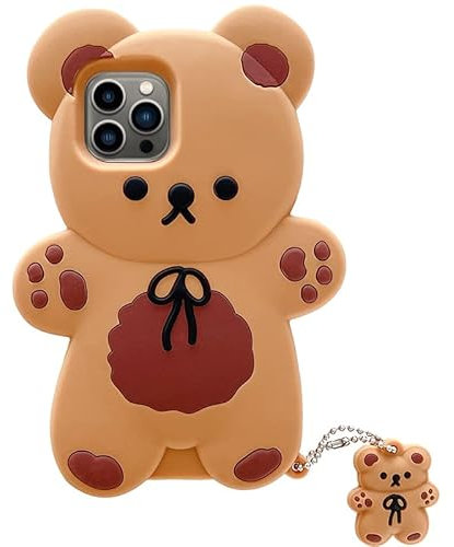 UnnFiko Phone Cases for iPhone 11 Pro for Women Girls, 3D Silicone Retro Classic Creative Soft Rubber Bumper Cover Cool Fun Thick Protective Case Apply to iPhone 11 Pro (Bowknot Bear)