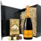 Veuve Clicquot Champagne & Chocolate Gift Set – Yellow Label Brut 75cl with Belgian Chocolates in Black Hamper Box – Luxury Gift for Her, Him or Couples