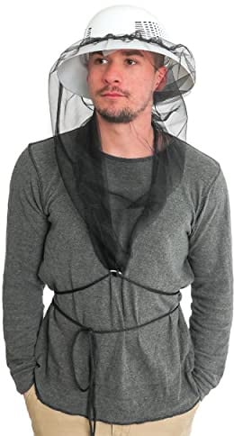 Ultra-Fine Bee & Mosquito Head Net Mesh - Lightweight, Breathable Protection for Beekeeping, Gardening, Hiking & Camping. Black