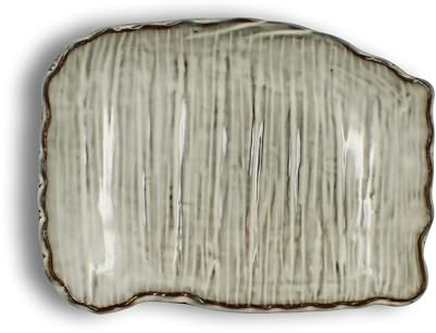OGO LIVING - Assiette rectangulaire nakuru 25.5cm en grès nuance de gris et beige - 7932066