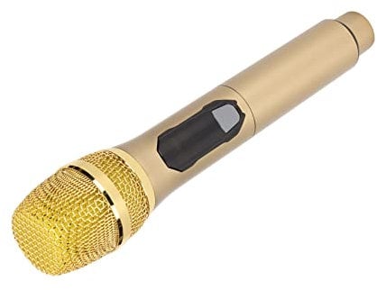Handmikrofon Karaoke-Funkmikrofon Abs Drahtloses Heimmikrofon 1 für 1 600 Hz Bis 800 kHz Handmikrofon mit LED-Bildschirm für Heimkonferenzen Im Freien (Gold)