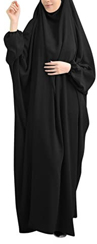 callmo Gebetskleidung FüR Frauen,Damen Dubai Einfarbig Strickjacke Muslimisch Glänzend Einfach Modern Lässig Langes Kleid Muslimische Robe mit Hijab