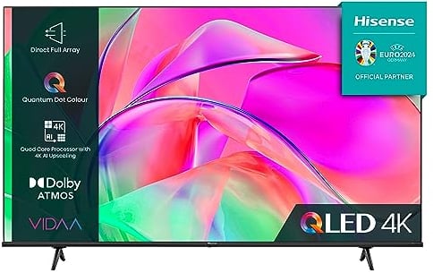 Hisense 50 Inch QLED Smart TV 50E77KQTUK - Quantum Dot Colour, 60Hz VRR, Dolby Vision, Bluetooth&HDMI, Share to TV, and Youtube, Freeview Play, Netflix and Disney+ (2023 Model)