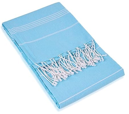 Hamamtuch Türkis 200x100 cm – mon bijou® Strandtuch & Saunatuch aus Recycling-Baumwolle – Ultraleicht & schnelltrocknend – Reisehandtuch für Urlaub, Strand, Spa, Damen & Herren