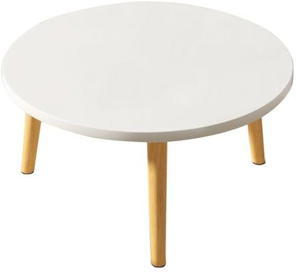 Esstisch, moderner Küchentisch, runder Esstisch mit Massivholzbeinen, wasserdicht, nordischer Stil, 60 cm, runde Form, Freizeit-Couchtisch für Esszimmer, Restaurants, Pubs, Wohnungen, Weiß