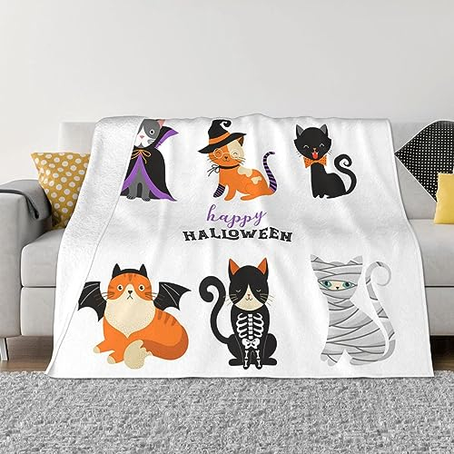 ZORIN Fleece-Überwurfdecke, 127 x 101 cm, Katzen in Monster-Kostümen, für Kinder und Erwachsene, weich, warm, flauschig, Flanelldecken, Bett, Sofa, Decke, Tagesdecke für Schlafzimmer, Reisen, Camping