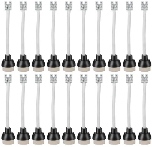 Nizirioo 20 Stück GU10 Fassung: Keramik Sockel mit 15CM Draht, Brandschutz GU10 Lampenfassung 0,75mm² Kabeldurchmesser Led fassung für LED Spots und Halogen Lampen GU 10 Fassungen