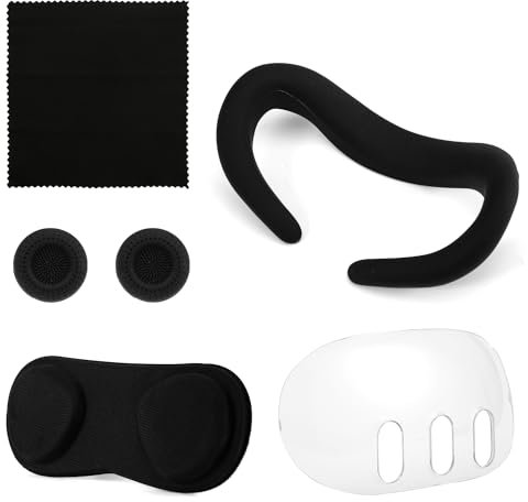 Face Pad Cover pour Quest 3, Silicone Cover avec Cache d'Objectif et Coque, Lavable et Résistant à la Transpiration Housse de Coussin de Visage VR Accessoires Compatibles avec Meta Quest 3