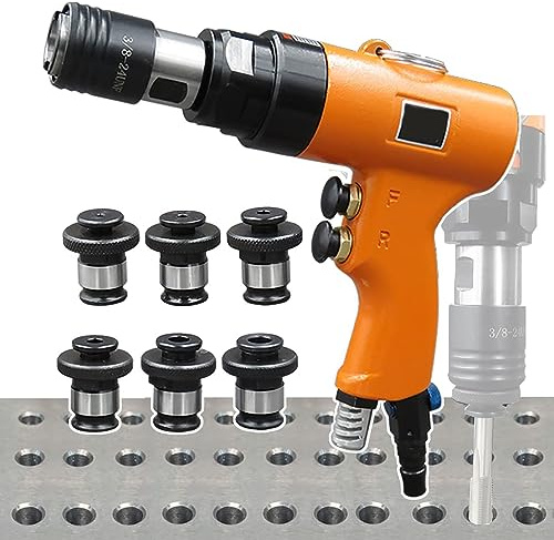Pneumatische Gewindeschneidmaschine, mit 6 Spannzangen (M3 - M12), selbstsicherndem Kopf, einstellbarer Geschwindigkeit, Mehrzweckbohrer zum Bohren/Gewindeschneiden